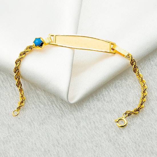 Bilezikci Mavi Boncuklu Altın İsimlik Bebek Künyesi Fiyatı