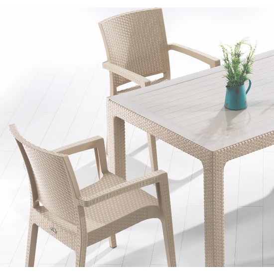 Metropol Masa Sandalye Takımı Pierre Rattan Camlı Masa 6