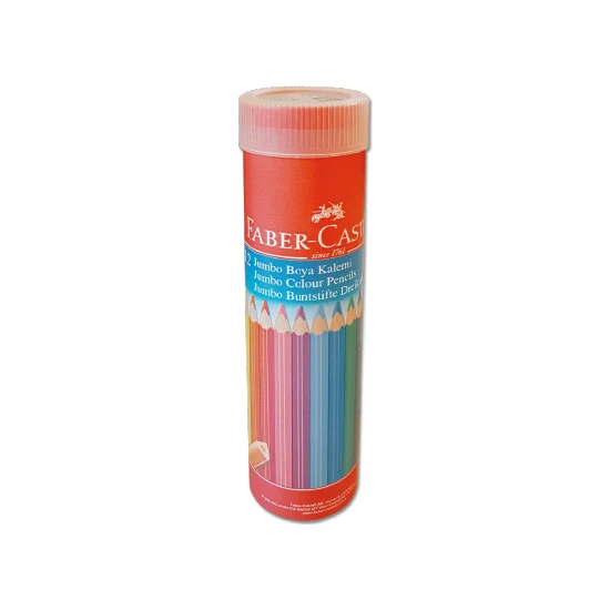 Faber-Castell   Boya Kalemi 12 Renk  Jumbo Tam Boy Tüp Üçgen