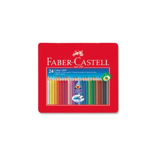 Faber-Castell Grip 2001 Metal Kutu Boya Kalemi 24 Renk