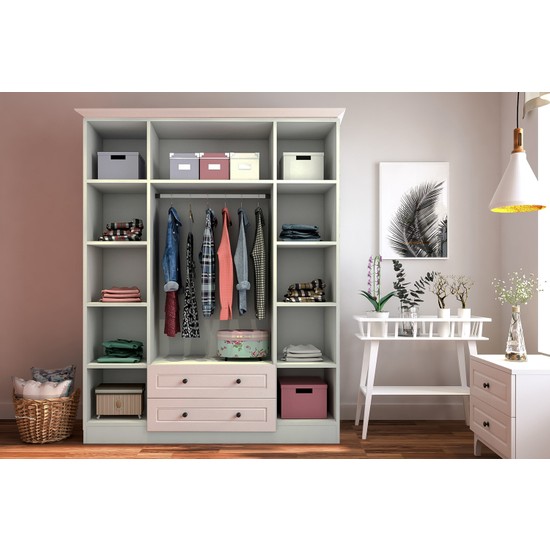 Rabi Mobilya Beyza Country 4 Kapak 2 Çekmeceli Gardırop Fiyatı