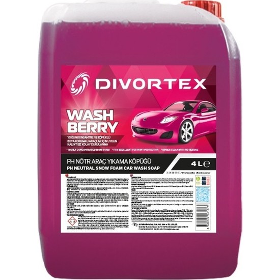 Divortex WashBerry Ph Nötr Oto Şampuanı 4 Litre