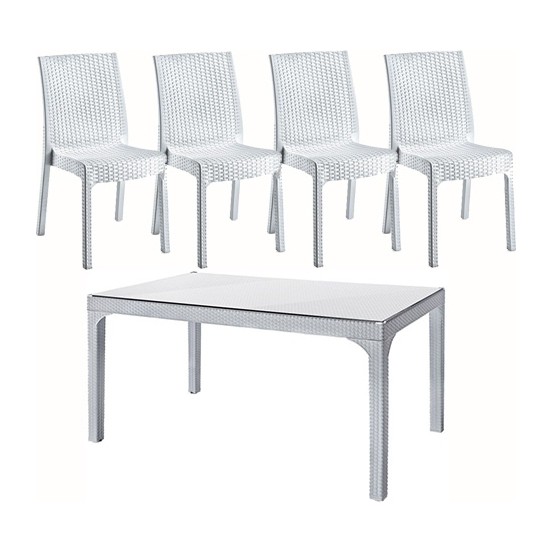 Holiday Plastik Beyaz 80*140 Olympia Rattan Camlı Masa Fiyatı