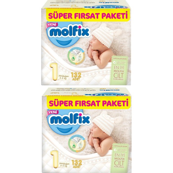 Molfix 1 Numara Yenidoğan 132 Adet 2�li Paket Bebek Bezi Fiyatları