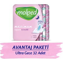 MOLPED ULTRA HİJYENİK PED GECE AVANTAJ PAKETİ 32 ADET