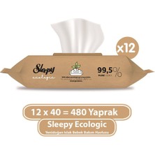 Sleepy Ecologic Yenidoğan Islak Bebek Bakım Havlusu 12x40 (480 Yaprak)
