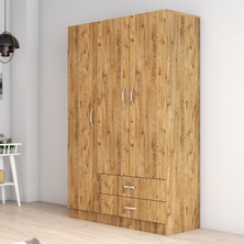 Tanmob 3 Kapılı Iki Çekmeceli Geniş Gardrop Çam - GRD0502