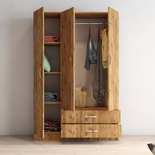 Tanmob 3 Kapılı Iki Çekmeceli Geniş Gardrop Çam - GRD0502