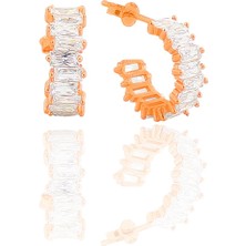 Söğütlü Silver Gümüş Rose Baget Taşlı Halka Küpe