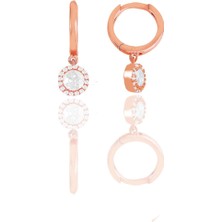 Söğütlü Silver Gümüş Rose Zirkon Taşlı Pırlanta Montür Küpe
