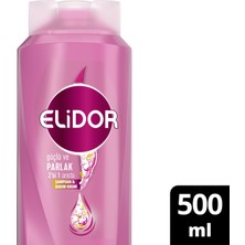 Elidor Superblend 2'si 1 Arada Şampuan ve Saç Bakım Kremi Güçlü ve Parlak E Vitamini Makademya Yağı  500 ml x 2 Adet