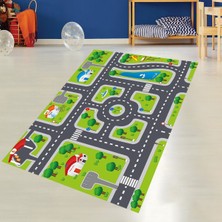 Bona Fortuna Araba Yollu Trafik Yolu Dijital Baskılı Kaymaz Taban Çocuk Odası Halısı