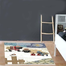 Bona Fortuna Jüt Baskı Detaylı Sevimli Hayvanlar Dijital Baskı Yıkanabilir Modern Çocuk Halısı