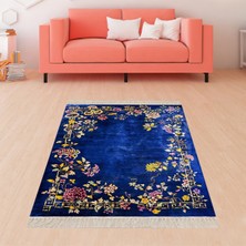 Bona Fortuna Çiçek Desenli Etnik Dijital Baskı Yıkanabilir Kaymaz Taban Salon Halı ve Yolluk