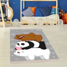 Bona Fortuna Panda Ayı Animal Desenli Dijital Baskılı Kaymaz Taban Çocuk Odası Halısı