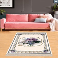 Bona Fortuna Çiçek Desenli Dijital Baskı Yıkanabilir Kaymaz Taban Leke Tutmaz Modern Salon Halısı
