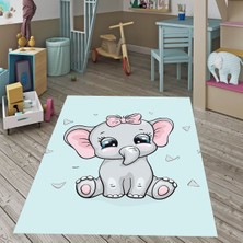 Bona Fortuna Fil Desen Bebek Odası Halısı Dijital Baskı Yıkanabilir Kaydırmaz Yıkanabilir Çocuk Odası Fiili Halı