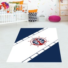 Bona Fortuna Çapa Gemici Denizci Desenli Etnik Dijital Baskı Yıkanabilir Kaymaz Taban Çocuk Odası Halısı