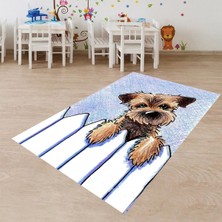 Bona Fortuna Yavru Köpek Desenli Dijital Baskı Yıkanabilir Kaymaz Taban Çocuk Odası Halısı