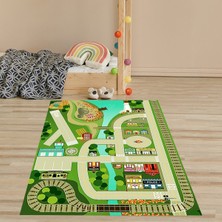 Bona Fortuna Trafik Oyun Halısı Yol Desenli Arabalı Dijital Baskı Yıkanabilir Kaymaz Taban Çocuk Odası Halısı