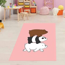 Bona Fortuna Panda Ayı Animal Desenli Dijital Baskılı Kaymaz Taban Çocuk Odası Halısı