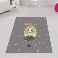 Bona Fortuna Little Princess Pembe Yıldız Desen Dijital Baskı Yıkanabilir Kaymaz Taban Genç Kız Çocuk Odası Halıs
