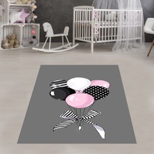 Bona Fortuna Balon Desenli Puantiyeli Dijital Baskı Yıkanabilir Kaymaz Taban Çocuk ve Bebek Odası Halısı