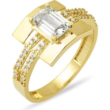 Bilezikci Baget Taşlı Suyolu Altın Yüzük