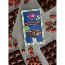 Elit Çikolata Fındıklı, Şeker İlavesiz, Vegan ve Prebiyotik Bitter Çikolata 60g 3'lü Set (3x60g) Glutensiz