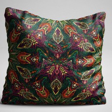 Cango Home Yeşil Mor Retro Vintage Desenli Dijital Baskılı Çift Taraflı Kırlent Kılıfı - Otyk045-Ct