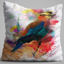 Cango Home Beyaz Çok Renkli Kuş Figürlü Dijital Baskılı Çift Taraflı Kırlent Kılıfı - Otyk618-Ct