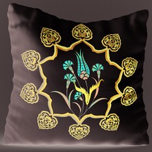 Cango Home Mavi Kırmızı Lale Motifli Etnik Desenli Dijital Baskılı Çift Taraflı Kırlent Kılıfı - Otyk508-Ct