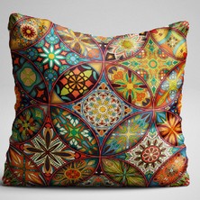 Cango Home Turuncu Çok Renkli Retro Vintage Desenli Dijital Baskılı Çift Taraflı Kırlent Kılıfıı - Otyk291-Ct
