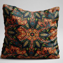 Cango Home Yeşil Turuncu Retro Vintage Desenli Dijital Baskılı Çift Taraflı Kırlent Kılıfı - Otyk250-Ct