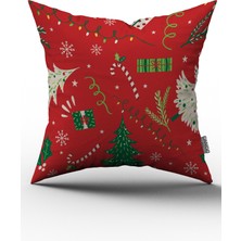 Cango Home Çift Tarafı Baskılı Yılbaşı Temalı Dijital Baskılı Kırlent Yastık Kılıfı Cgh297-Ct