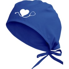 Tasarım Trend Kalpli Özel Tasarım Doktor Bonesi Hemşire Bonesi Saks Mavi