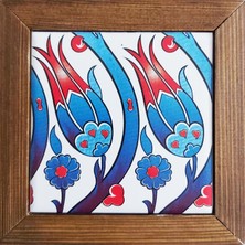 Kütahya Çini 10X10 cm Çerçeveli Çini Desenli Karo