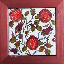 Kütahya Çini 10X10 cm Çerçeveli Çini Desenli Karo