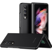 Microcase Samsung Galaxy Z Fold 3 Için Mat Yüzey Plastik Koruma Sert Kılıf - Siyah