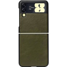 Microcase Samsung Galaxy Z Flip 3 Için Deri Desenli Plastik Koruma Kılıf