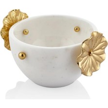 Setabianca Evza Mermer Beyaz Altın Çiçekli Kase/dekor 18CM