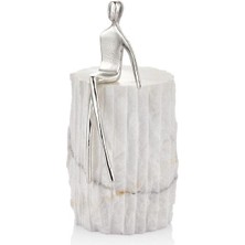 Setabianca Evza Mermer Beyaz Gümüş Oturan Kadın 22 cm