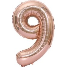 Eğlence Marketi 9 Rakam Rose Gold 100 cm Folyo Balon