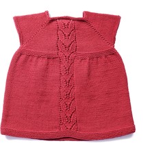Orgaknits Baby El Örgüsü Bebek Kırmızı Kız Elbise ,( Organik Pamuk)
