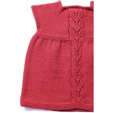Orgaknits Baby El Örgüsü Bebek Kırmızı Kız Elbise ,( Organik Pamuk)