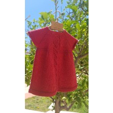 Orgaknits Baby El Örgüsü Bebek Kırmızı Kız Elbise ,( Organik Pamuk)