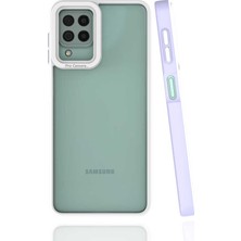 Case 4U Samsung Galaxy A22 / M22 / M32 Uyumlu Kılıf Kamera Korumalı Renkli Kenar Mima Arka Kapak Lila