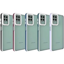 Case 4U Samsung Galaxy A22 / M22 / M32 Uyumlu Kılıf Kamera Korumalı Renkli Kenar Mima Arka Kapak Lila