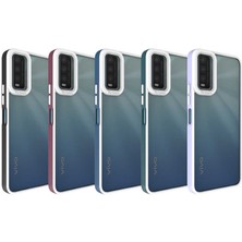 Case 4U Vivo Y20S Kılıf Kamera Korumalı Renkli Kenar Mima Arka Kapak Siyah