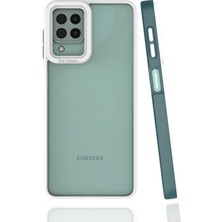 Case 4U Samsung Galaxy A22 / M22 / M32 Uyumlu Kılıf Kamera Korumalı Renkli Kenar Mima Arka Kapak Koyu Yeşil